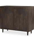 Tucker Dark Brown Carved Mango Wood Accent Cabinet-1