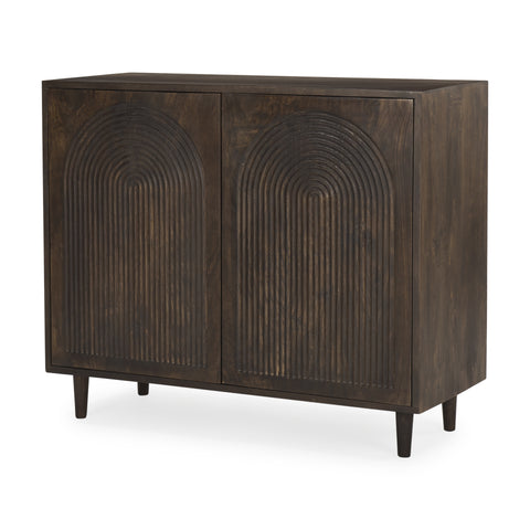 Tucker Dark Brown Carved Mango Wood Accent Cabinet-1