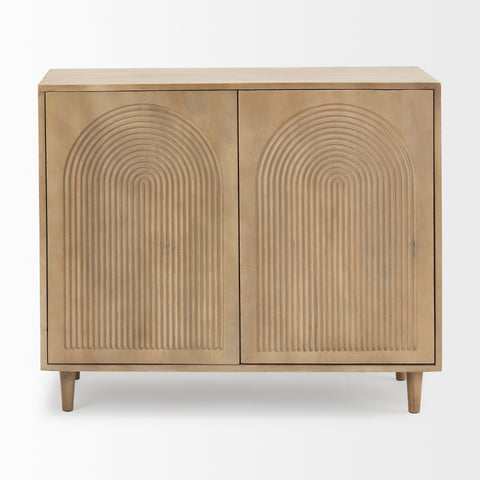 Tucker Light Brown Carved Mango Wood Accent Cabinet -1