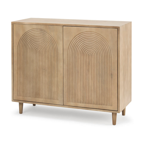 Tucker Light Brown Carved Mango Wood Accent Cabinet -6