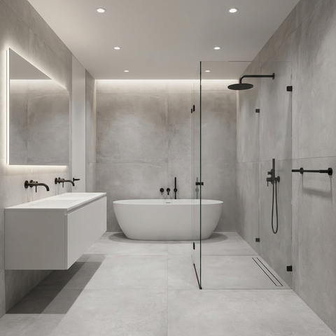 Grey concrete floor tile