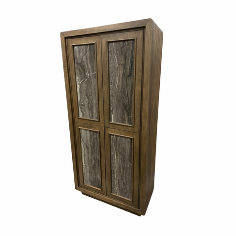 Valterra Dark Brown Cappuccino Marble Tall Cabinet-1
