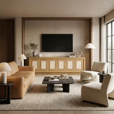 Valterra Light Brown Mango Wood Media Console 