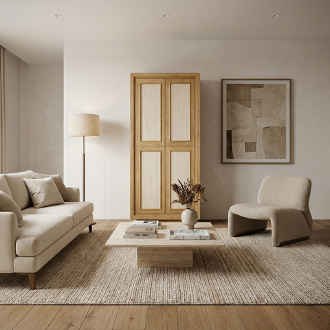 Valterra Light Brown Travertine Tall Cabinet 