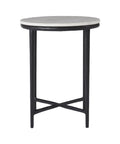 Veroia White Marble and Matte Black End Table -1