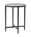Veroia White Marble and Matte Black End Table -2
