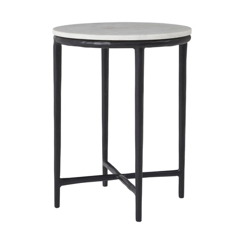 Veroia White Marble and Matte Black End Table -2