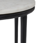Veroia White Marble and Matte Black End Table -3