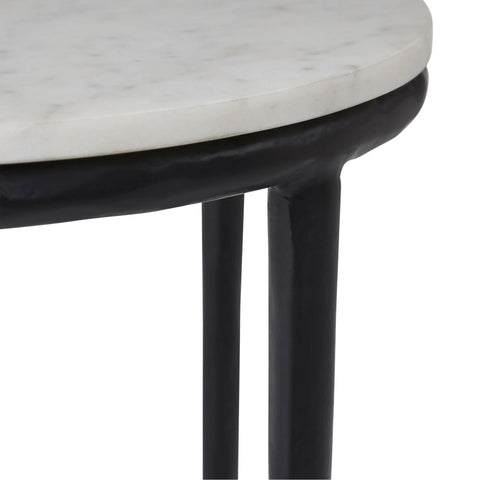 Veroia White Marble and Matte Black End Table -3