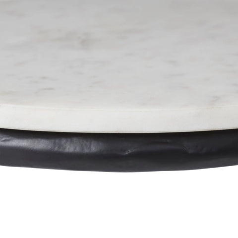 Veroia White Marble and Matte Black End Table -4