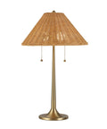 Viana Antique Brass and Rattan Table Lamp-1