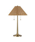 Viana Antique Brass and Rattan Table Lamp-3