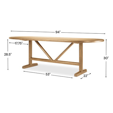 Viktor 94" Light Brown Mango Wood Dining Table-8