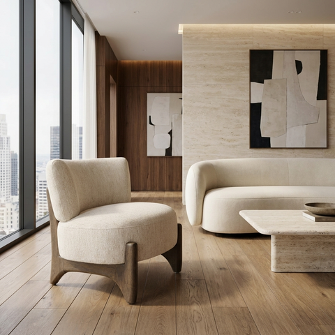 Vyra Cream Fabric Accent Chair 