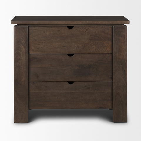 Wallen Dark Brown Mango Wood 3-Drawer Accent Cabinet -2