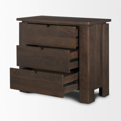 Wallen Dark Brown Mango Wood 3-Drawer Accent Cabinet -5