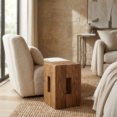 Waylen Recycled Pine Accent Stool 