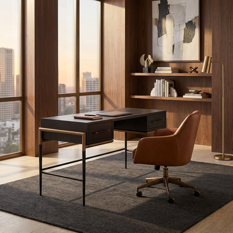 Weldrick Espresso Acacia Wood Desk