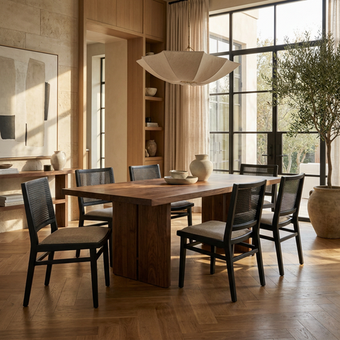 Wynn Beige Modern Cane Dining Chair 