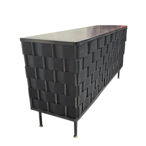 Bishop black woven leather sideboard