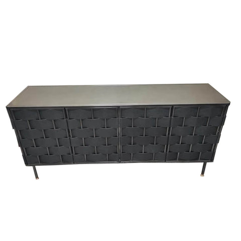 Bishop black woven leather sideboard
