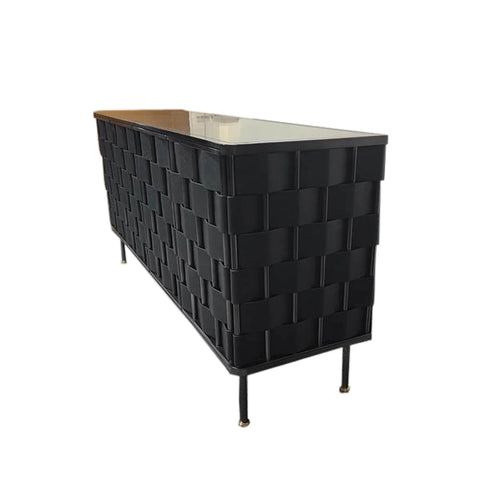 woven leather storage cabinet