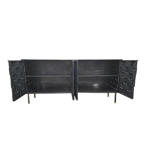 woven leather storage cabinet