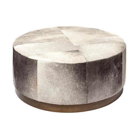 Zahavi 36-Inch Grey Hair-On-Hide Ottoman-1
