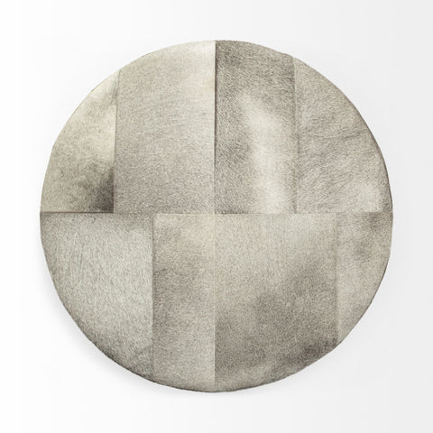 Zahavi 36-Inch Grey Hair-On-Hide Ottoman-2