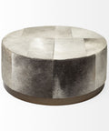 Zahavi 36-Inch Grey Hair-On-Hide Ottoman-3