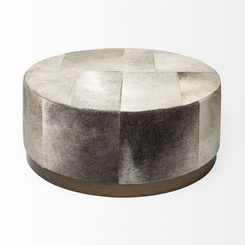 Zahavi 36-Inch Grey Hair-On-Hide Ottoman-3