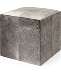 Zahavi I Grey Hair-On-Hide Ottoman-1