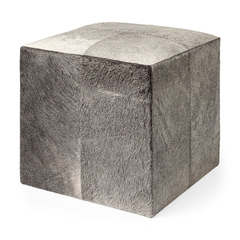Zahavi I Grey Hair-On-Hide Ottoman-1