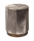 Zahavi I Grey Round Hair-On-Hide Ottoman-1