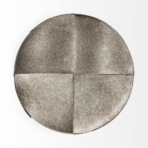 Zahavi I Grey Round Hair-On-Hide Ottoman-2