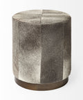 Zahavi I Grey Round Hair-On-Hide Ottoman-3