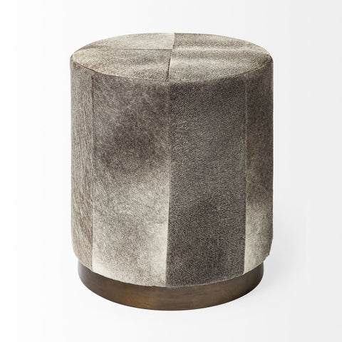 Zahavi I Grey Round Hair-On-Hide Ottoman-3