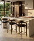 Zanatta Black Modern Leather Counter Stool 