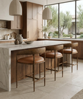 Zanatta Tan Modern Leather Counter Stool 