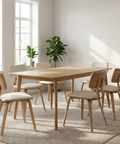 Zuni Beige Upholstered Dining Chair with walnut frame