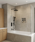 ShowerBox02N Electro Black 3-Way Shared Thermostatic Tub and Shower Kit with 12-Inch Rainhead - Aquabrass