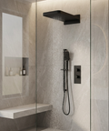MiamiBox04G Black 3-Way Non-Shared Thermostatic Shower Kit with Dual-Function Aquasheet Rainhead - Aquabrass