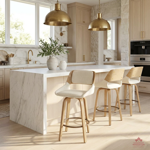 Hudson Beige Upholstered Counter Stool