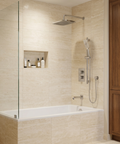 INABOX02 Polished Chrome 3-Way Non-Shared Thermostatic Shower Kit with Rectangular Rainhead and Tub Spout - Aquabrass