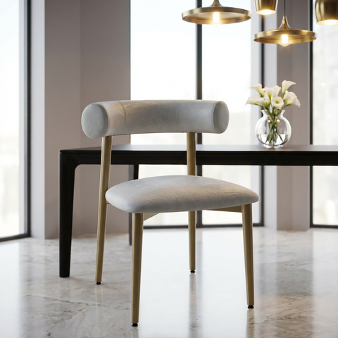 Barbara Limestone With Gold Legs - Dining Chair Amisco (Set Of Two)