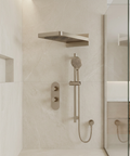 ShowerBox04 Brushed Nickel 3-Way Non-Shared Thermostatic Shower Kit with Dual-Function Aquasheet Rainhead - Aquabrass