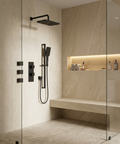 MiamiBox03G Black 3-Way Non-Shared Thermostatic Shower Kit with 3 Body Jets 