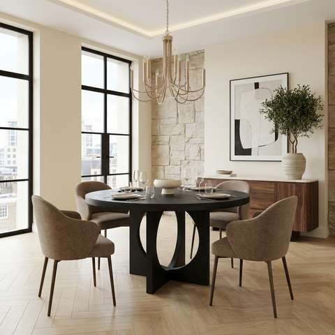 Liesl 54" Black Mango Wood Dining Table - Mercana