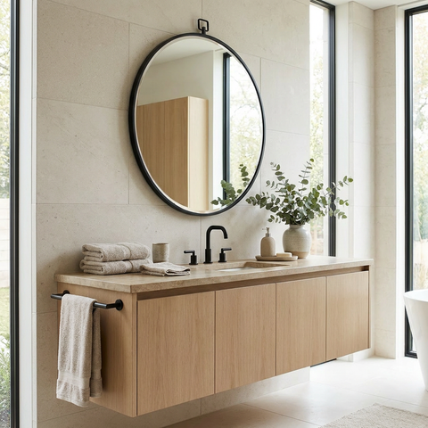 modern black wall mirror