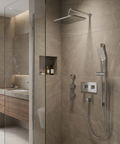INABOX03 Polished Chrome 3-Way Shared Thermostatic Shower Kit with Rectangular Rainhead and 3 Body Jets - Aquabrass